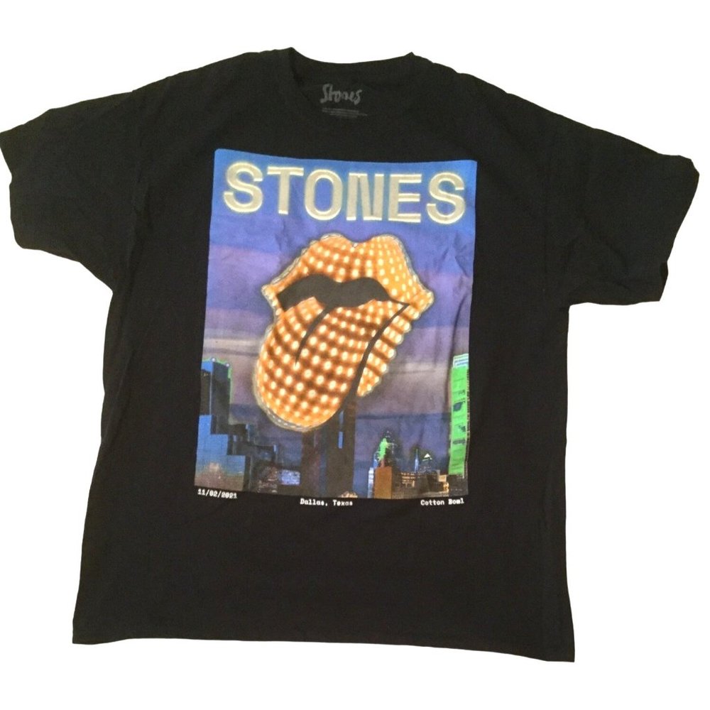 2021 The Rolling Stones Tour shirt Dallas TX Cotton Bowl Mens XL Unisex Black